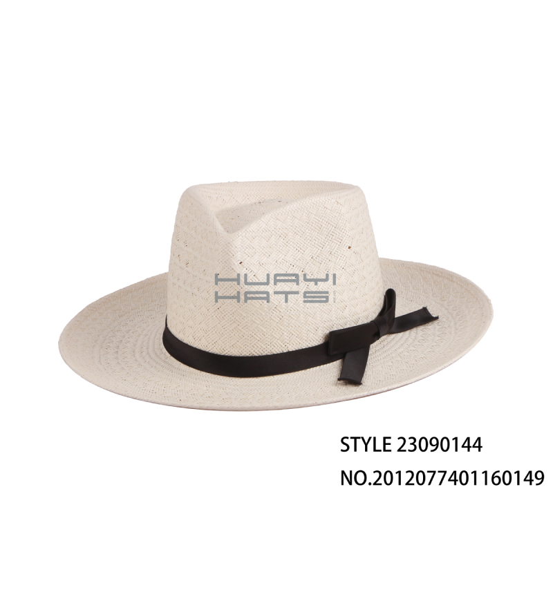 White Fashion Straw Fedora Hat Wholesale
