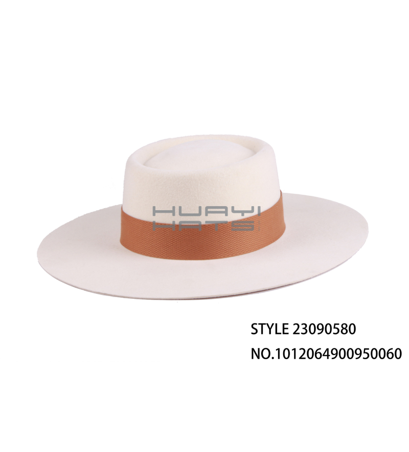 Fashion Pork Pie Hat With Wide Decorative Band