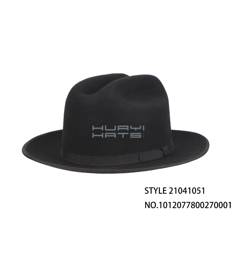 Custom Black Open Road Hat With Stiff Upturned Brim For Sale