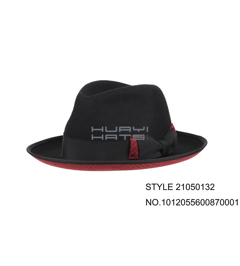 Black Hat With Red Bottom Fedora For Womens & Mens