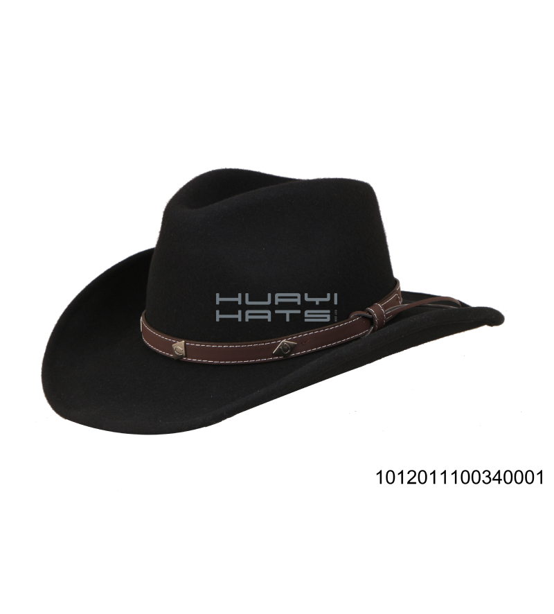 Mens Black Wool Felt Cowboy Hat With Wide Brim