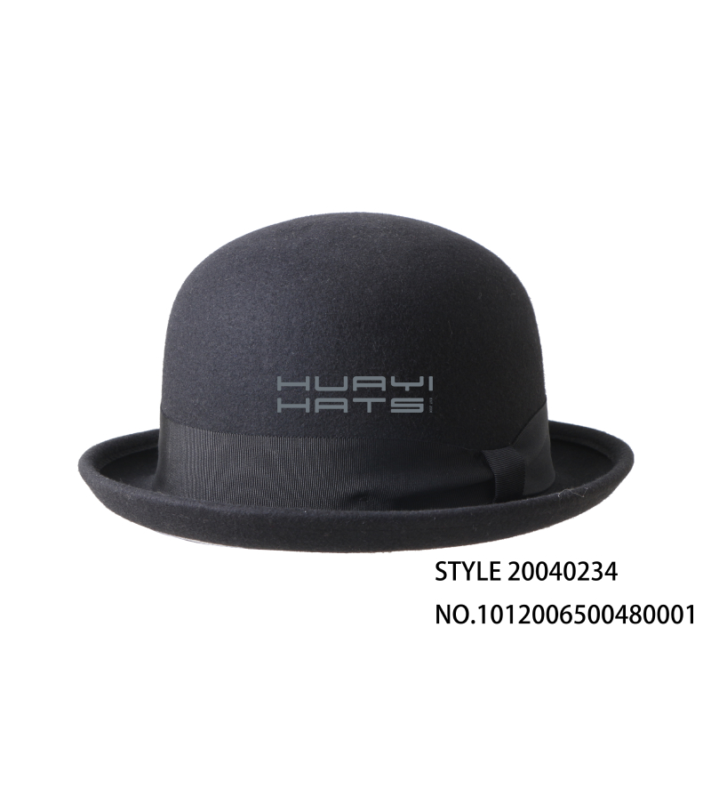Wool Black Bowler Hat With Black Hatband For Mens & Womens