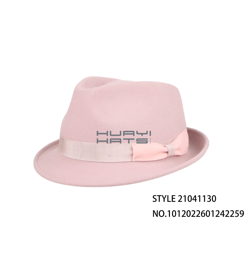 Womens Trilby Hat 100% Wool Felt Small Brim Hat Customized Size