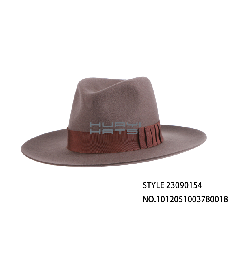 Custom Raised Brim Fedora Hat With Fashion Decorative Band