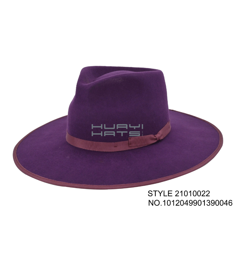 Purple Fedora Hat For Men Wide Brim Wool Felt Fedora
