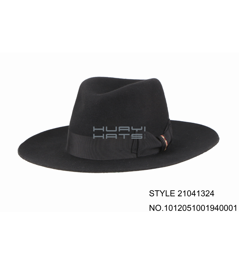 Black Fedora Hats For Women With Black Bowknot Hatband