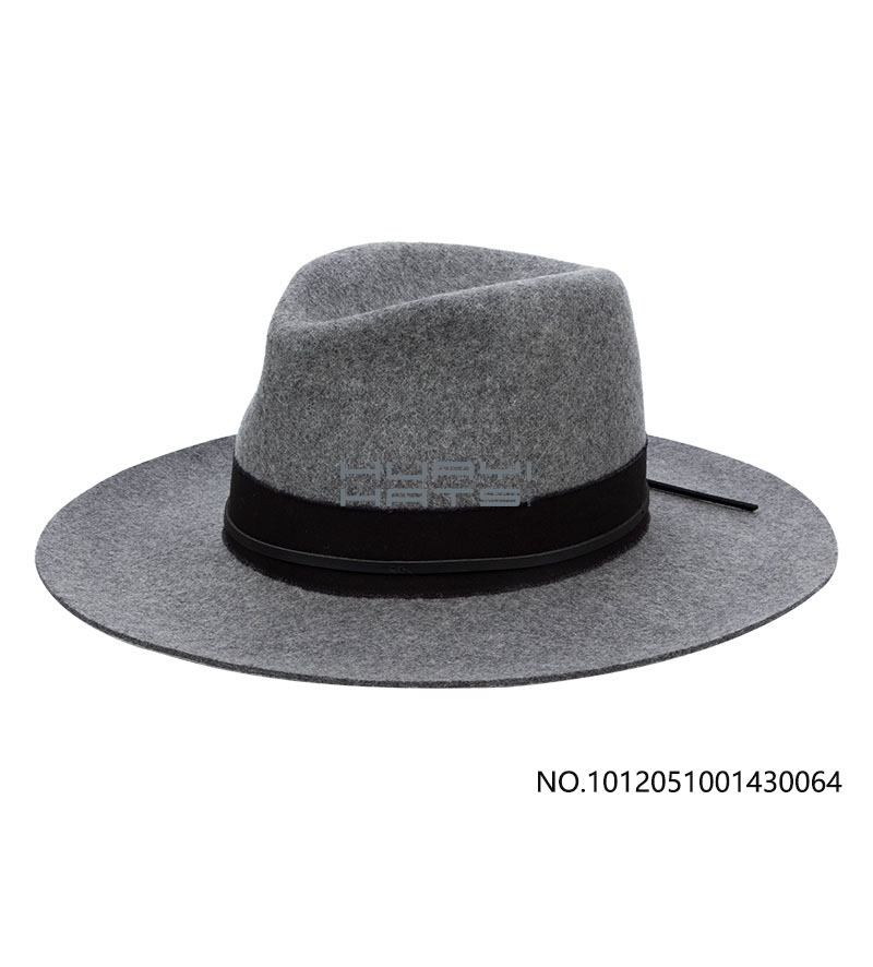 Mens Classic Grey Fedora Hat With Black Hatband 