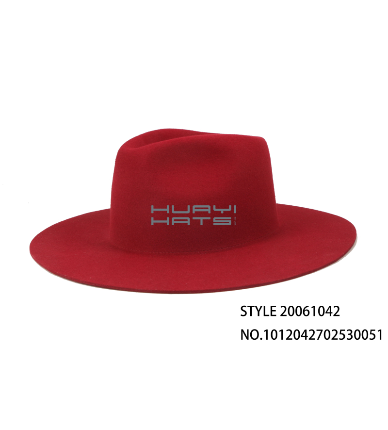 Blank Wide Brim Red Felt Hat For Womens & Mens