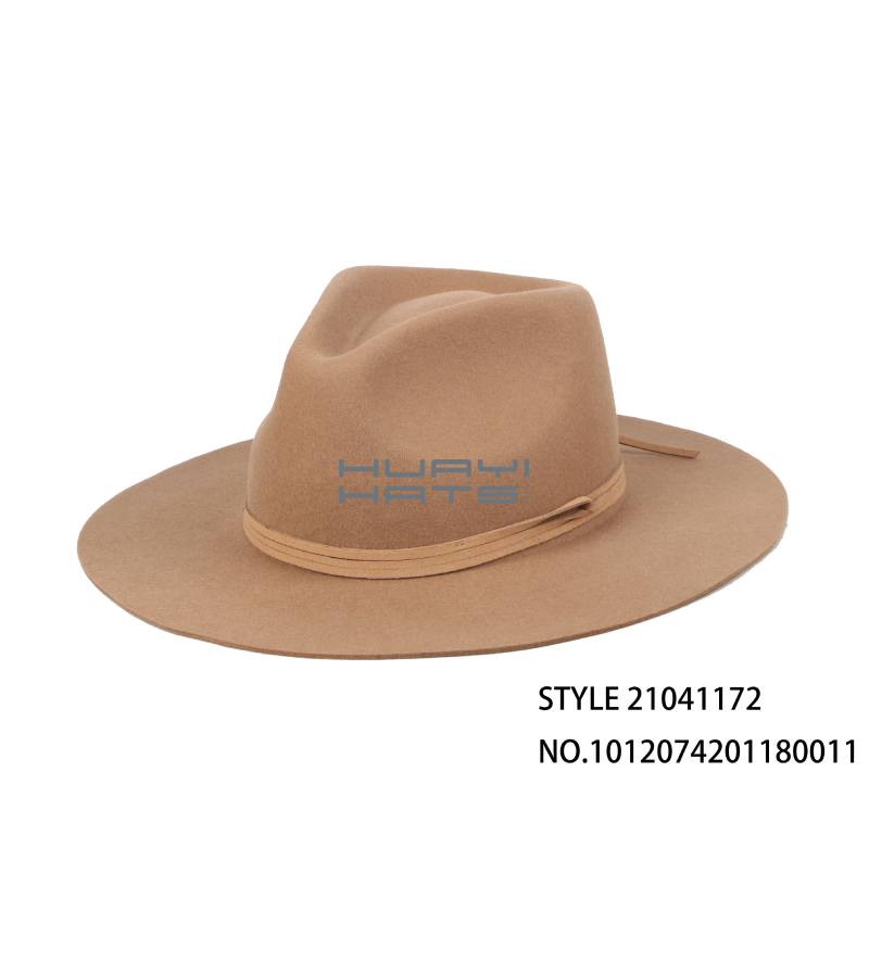 Mens Flat Brim Fedora Wide Brim Tan Hat With Tan Hatband