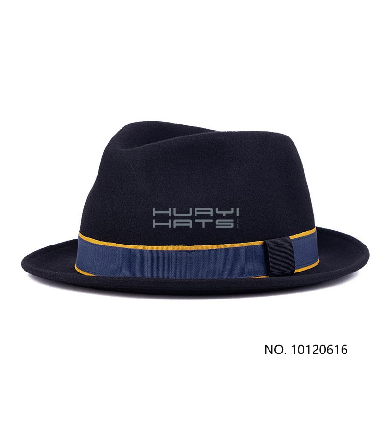 Black Crushable Fedora Men's Hat 100% Wool Felt Packable Fedora