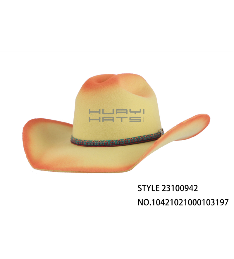 Custom Men's Distressed Cowboy Hat with Decorative Strap