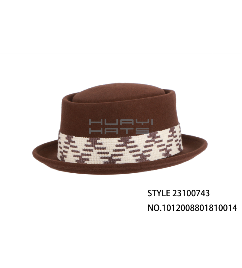 Custom Men's Pork Pie Hat With Decorative Hat Strap