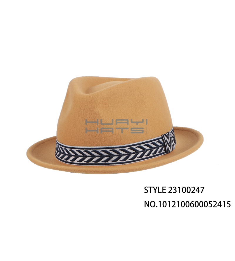 Custom Fashion Short Brim Fedora Hat For Men With Wide Hat Band