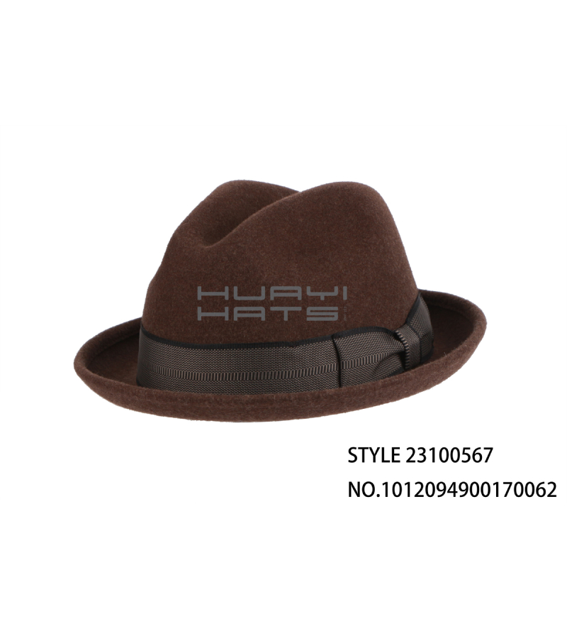 Custom Men's Fashion Short Brim Fedora Hat With Hatband