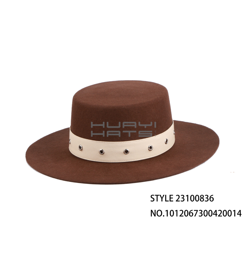 Custom Fashion Men's Wide Brim Boater Hat With Hatband