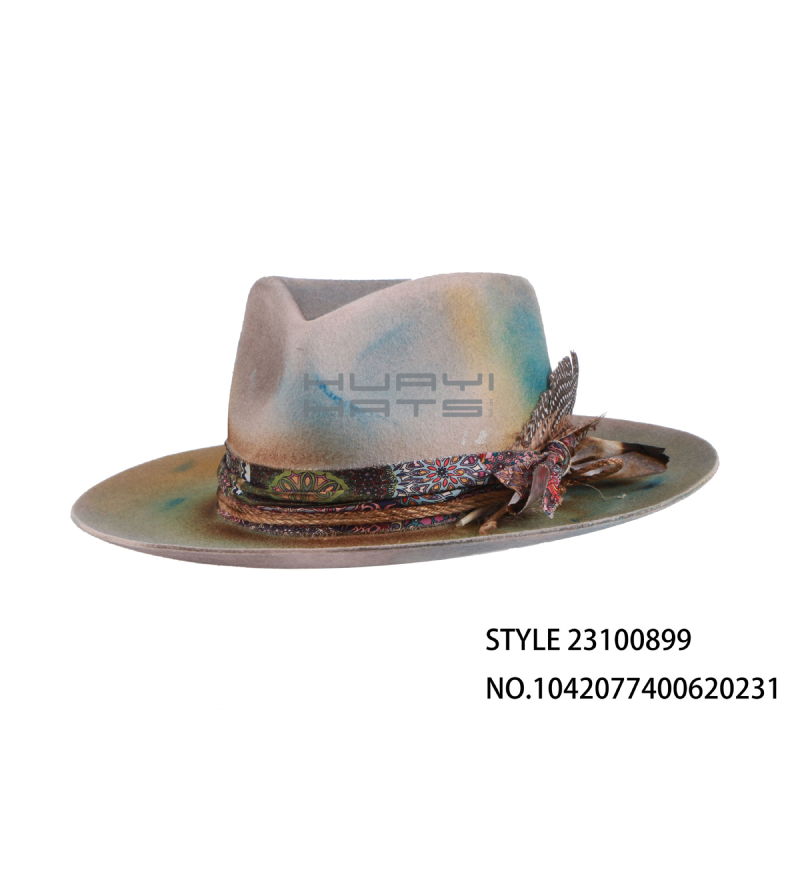 Custom Vintage Style Men's Fedora Hat With Feathers