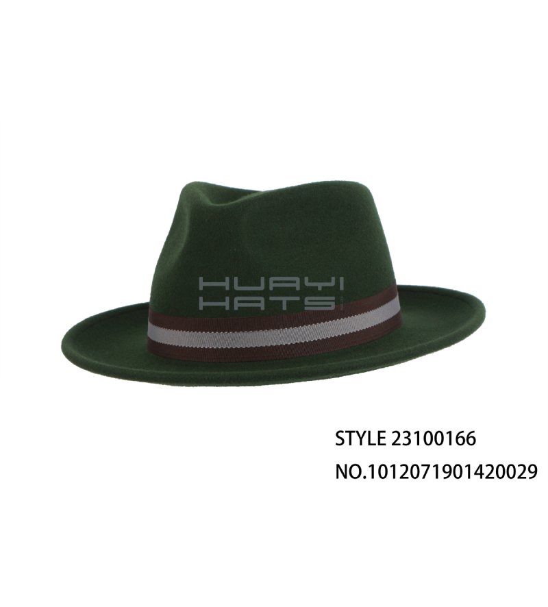 Custom Fashion Men's Fedora Hat With Strip Hatband