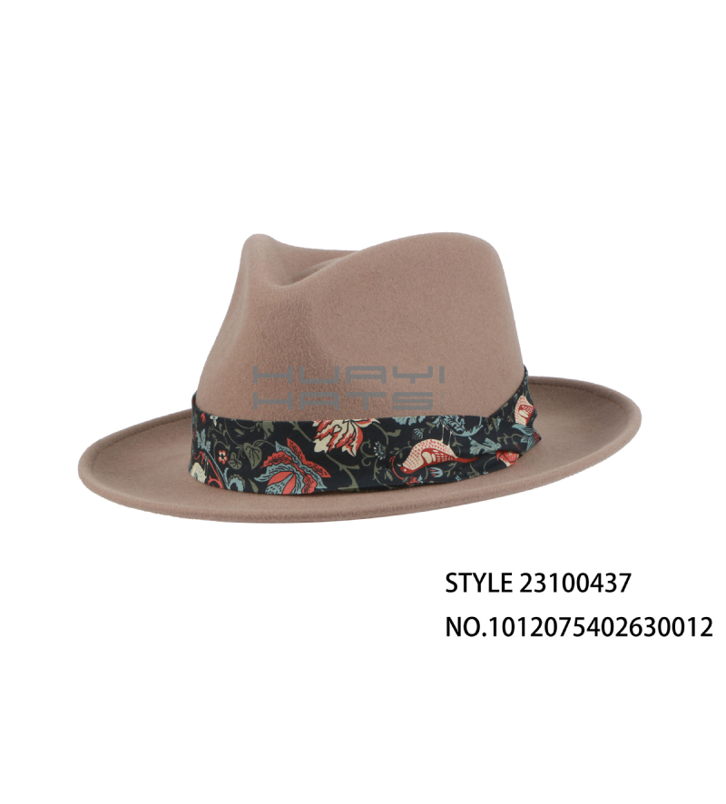 Custom Fashion Men's Wool Fedora Hat With Decorative Hatband