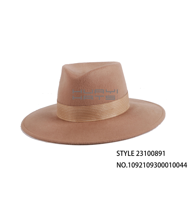 Custom Fleece Wide Brim Fedora Hat With Hatband