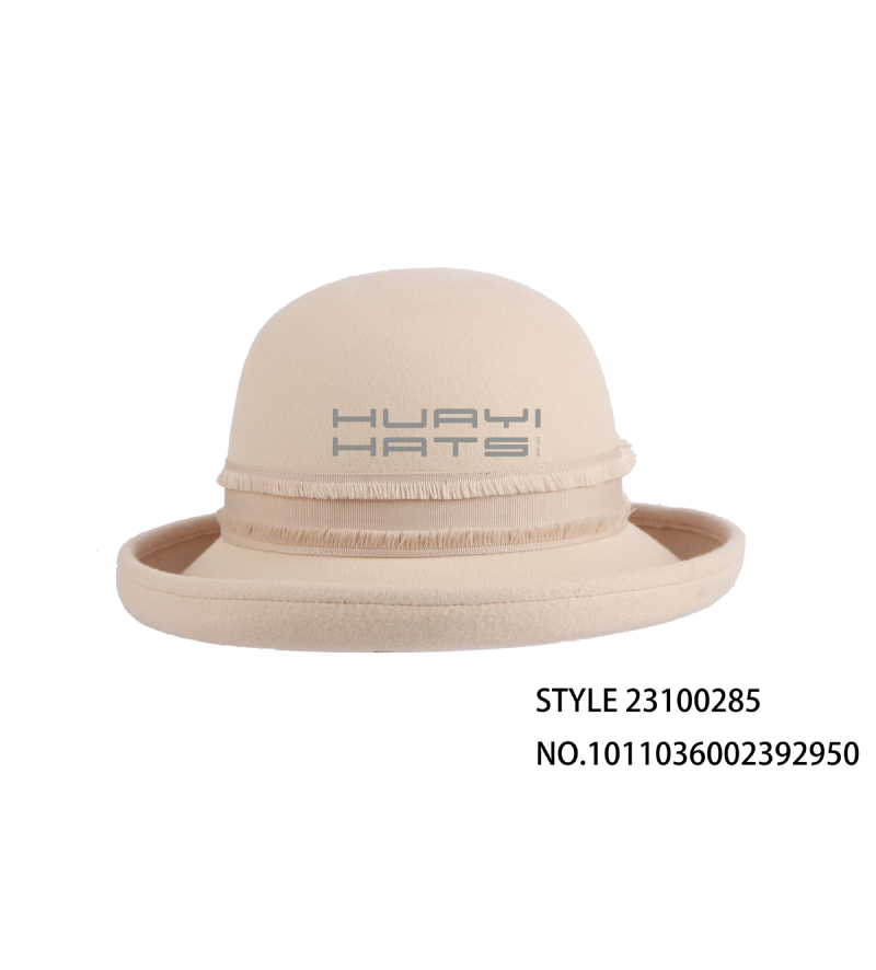 Custom Fashion Raised Brim Bowler Hat With Hat Band