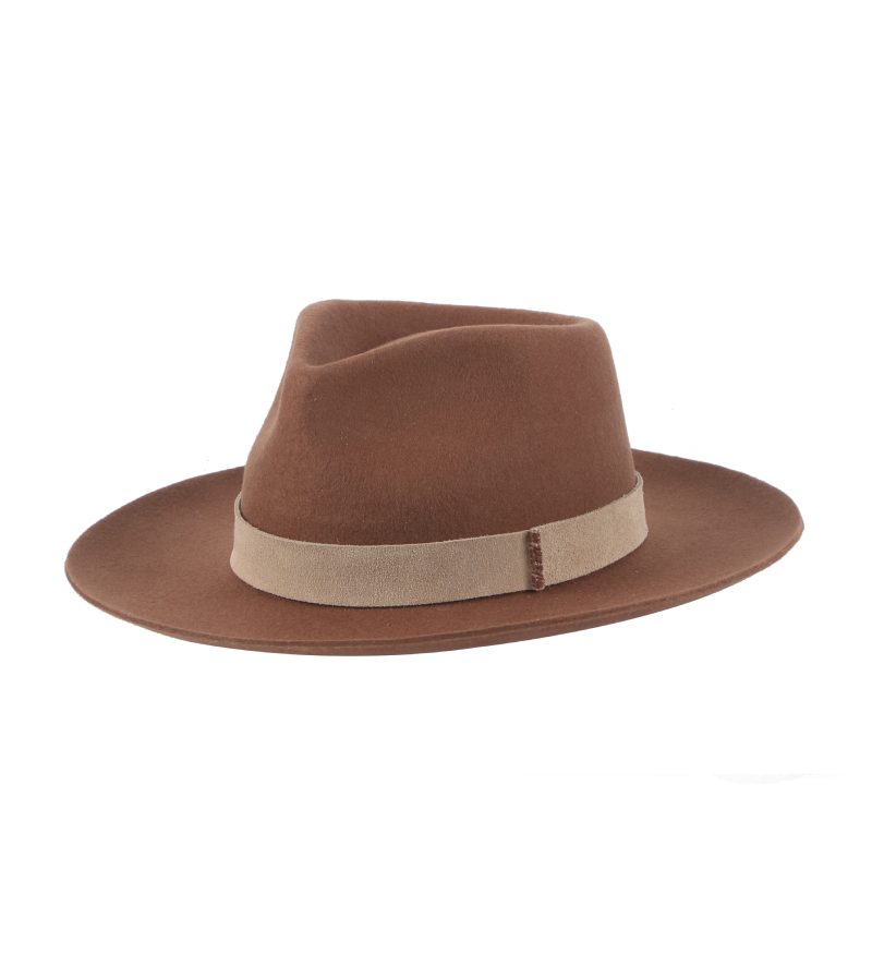 Brown mens wide brim fedora hats