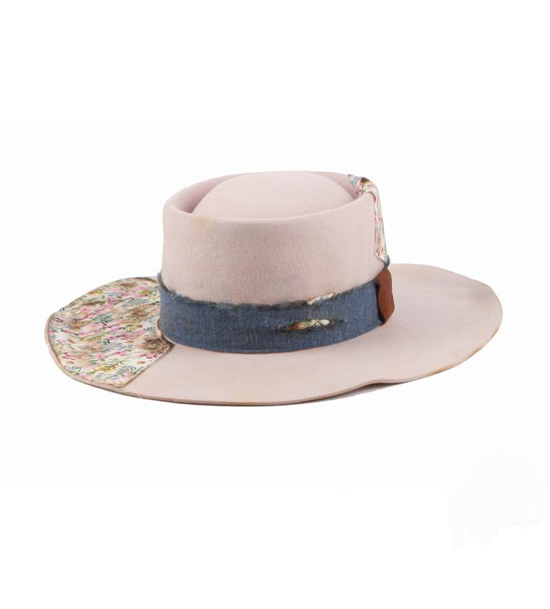 Fashion Vintage Patch Pork Pie Hat With Hatband Wholesale